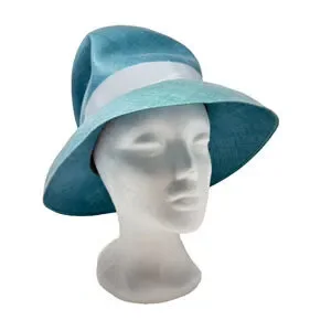 Vintage Neiman Marcus Roger Heim Paris Blue Hat Cloche Straw Gray Ribbon 1950s Vintage Neiman Marcus Roger Heim Paris Blue Hat Cloche Straw  main image 4